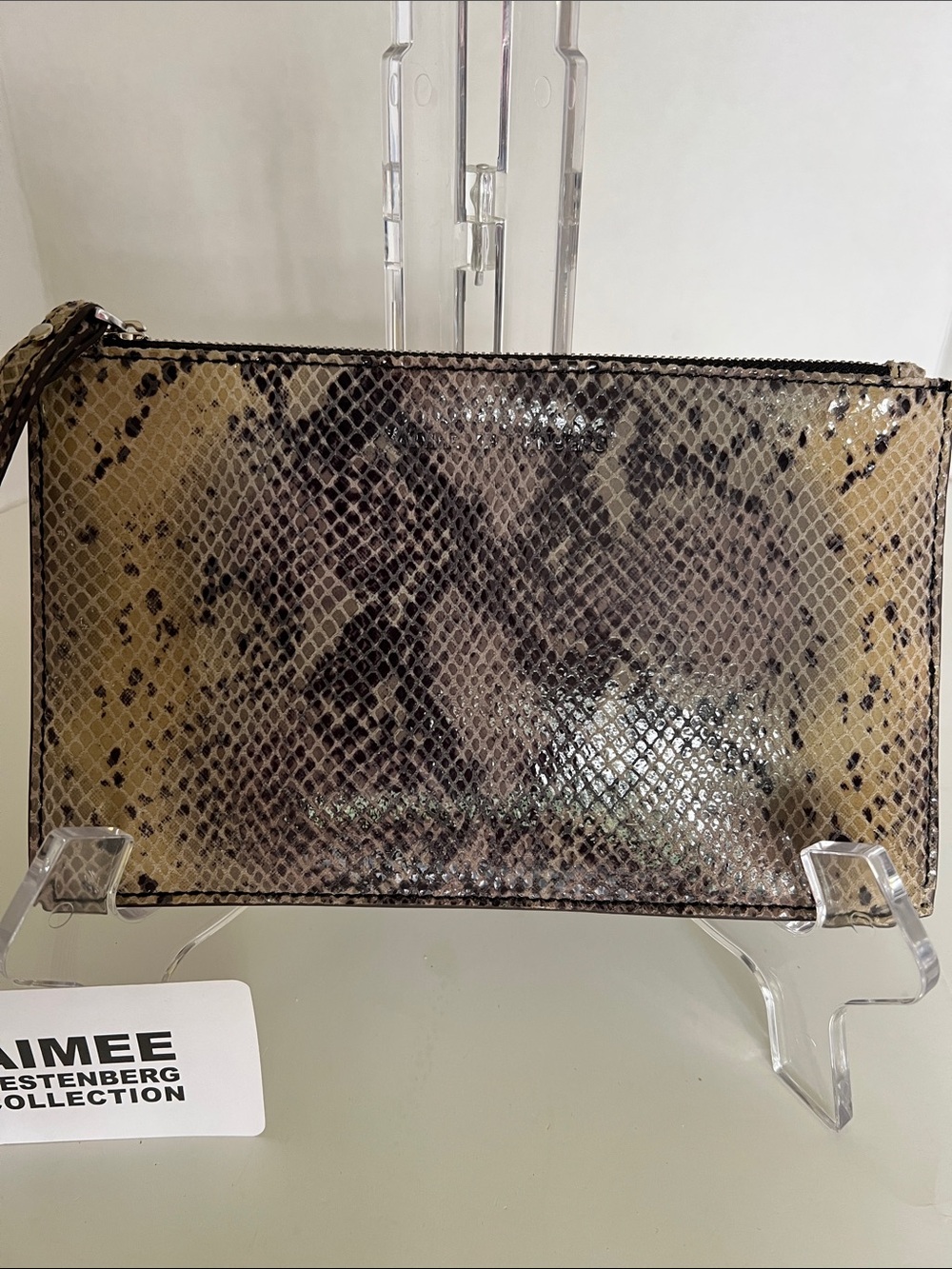 Aimee Kestenberg Snakeskin Print Leather Wristlet